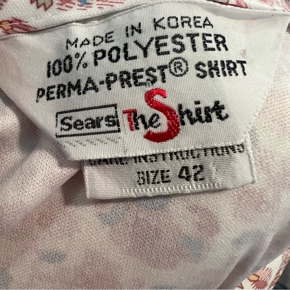 Vintage 70s Sears “The Shirt” XL Paisley Button Down Funky Disco Pink Floral - Picture 6 of 8